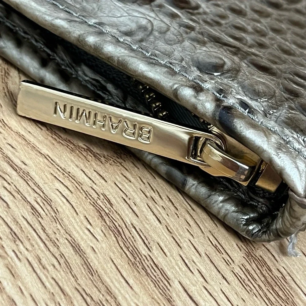 Brahmin Smokey Taupe‎ Melbourne Clutch Croc-Embossed Leather Brown Croc - Picture 15 of 15